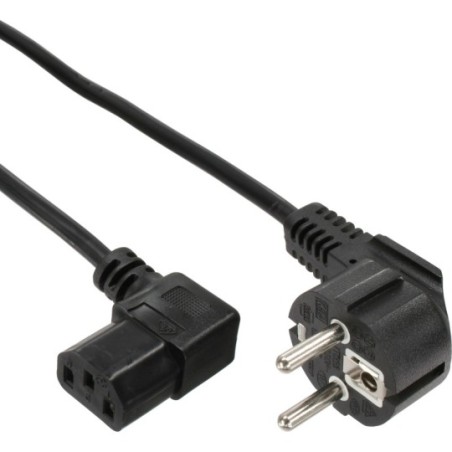 Câble réseau, InLine®, Schutzkontakt anguleux sur prise dispositifs froids plié à droite, 0,5m, noir