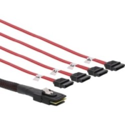 Câble de raccordement SAS, InLine®, Mini SAS SFF8087 à 4x SATA, Crossover, OCF, 75cm