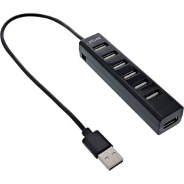 33293D - InLine® USB 2.0 Hub, 7 Port, noir, avec USB DC câble, noir