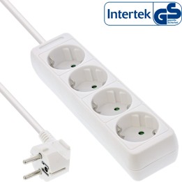 16445F - Multiprise InLine®, contact de protection 4 voies 5m, blanc