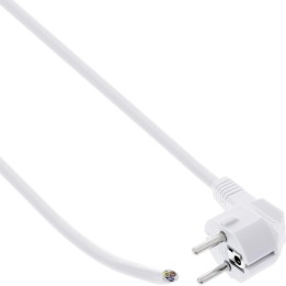 16699W - InLine® Netzkabel, Schutzkontakt gewinkelt auf offenes Ende 1,6m, weiß