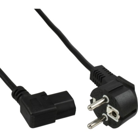 Câble réseau, InLine®, Schutzkontakt anguleux sur prise dispositifs froids plié à gauche, 0,5m, noir