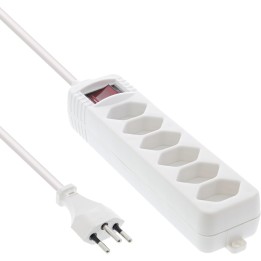 16451X - InLine® Prise multiple SUISSE, 6x, avec interrupteur, 1,5m, blanc