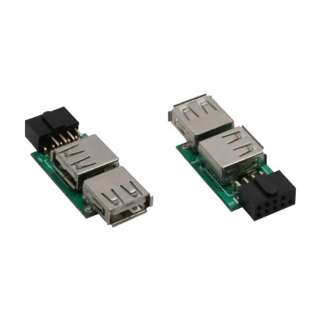 Adaptateur USB 2.0, InLine®, 2x prise femelle A sur connecteur IDC