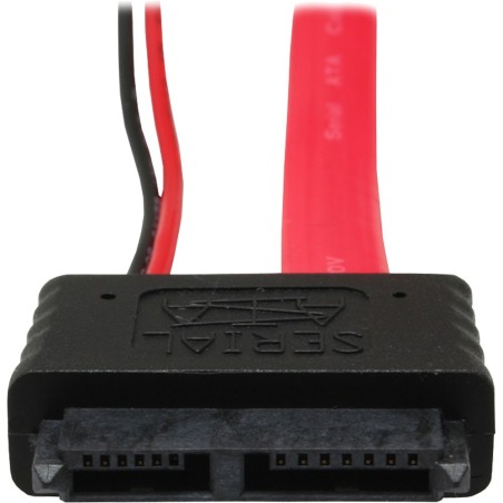 Câble adaptateur d'électricité SATA, 1x SATA + 1x 5,25" fem. à 7+6 SlimSATA prise femelle, 30+15cm (5V)