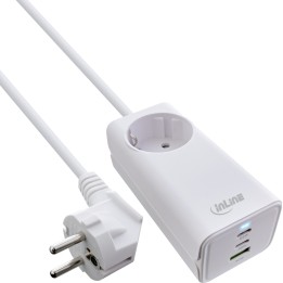 31518I - Alimentation USB InLine®, chargeur GaN, 2x USB-C, 1x USB-A, avec prise de contact de protection
