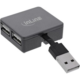 InLine? USB 2.0 4-Port Hub, USB-A Stecker auf 4x USB-A Buchse, Kabel 4cm
