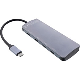 InLine? USB 3.2 Gen.2 Hub, 4x USB-C  3x USB-A, PD 100W, Aluminium, grau