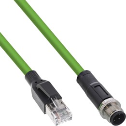 40415 - Câble réseau industriel InLine®, M12 4 broches codé D mâle vers RJ45 mâle, PUR, 15 m