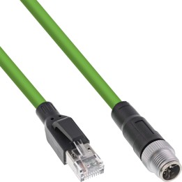 40603 - Câble réseau industriel InLine®, M12 8 broches codé X mâle vers RJ45 mâle, Cat.6A 3m