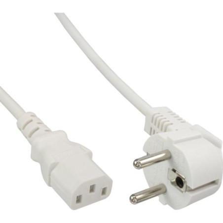 Câble réseau, InLine®, Schutzkontakt anguleux sur prise dispositifs froids, 3m, blanc