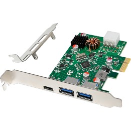 76661M - Carte d'interface InLine®, 2x USB-A, 1x USB-C 3.2 Gen.1, PCIe, PD3.0, avec 6 broches