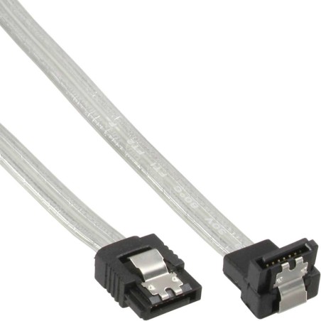Câble de raccordement SATA plié, InLine®, transparent, avec languette, 0,15m