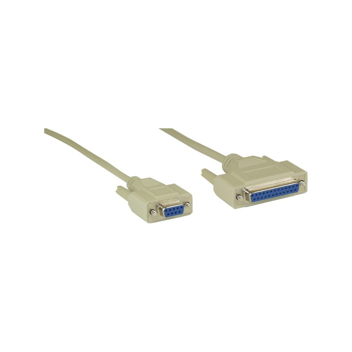 12122 - Câble null modem InLine®, prise 9 broches vers prise 25 broches, 2 m