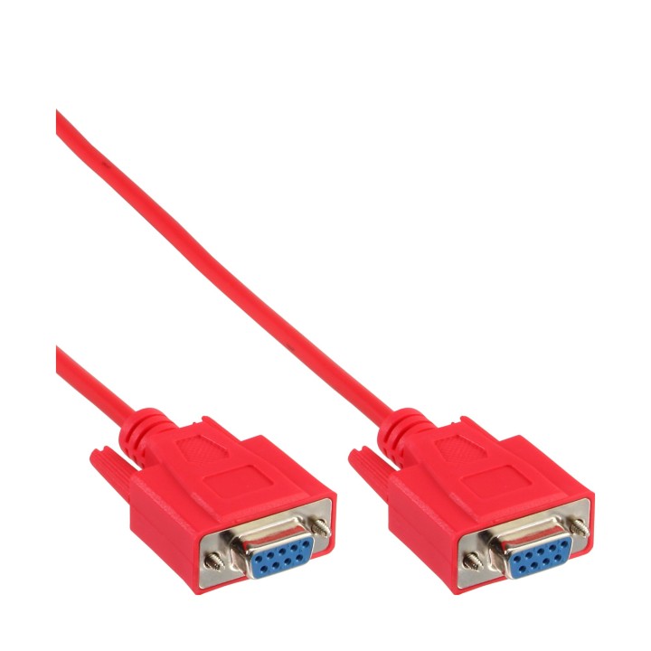 12222B - Câble null modem InLine®, prise / prise 9 broches, moulé, rouge, 2m