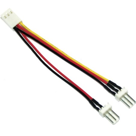 100pcs. Câble adaptateur ventilateur, InLine®, 3-pin Molex fem. à 2x 3-pin prise Molex