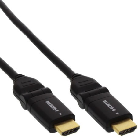 Câble HDMI, InLine®, mâle/mâle, contacts dorés, noir, prise angulaire flexible, 1m