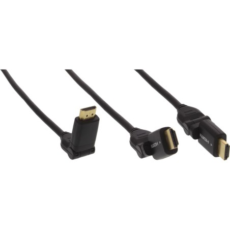 Câble HDMI, InLine®, mâle/mâle, contacts dorés, noir, prise angulaire flexible, 1m