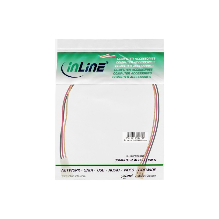 33328 - Rallonge de câble de ventilateur InLine®, fiche / prise Molex à 3 broches, longueur 0,3 m