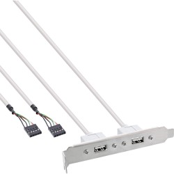 33390 - Support pour slot InLine® USB 2.0, 2x prise USB sur 2x connecteur post 5 broches, 0,3m