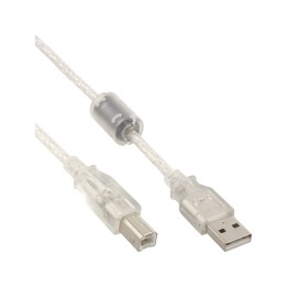 34518 - Câble InLine® USB 2.0, A vers B, transparent, avec noyau de ferrite, 2 m