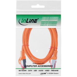 76450O - Câble patch InLine®, S/FTP (PiMf), Cat.6, 250 MHz, PVC, cuivre, orange, 0,5 m