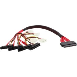 Câble de raccordement SAS SAS 32pin à 4x SAS 29pin (SFF8484-SFF 8482) +Power Delock 83051, 50cm
