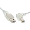 InLine? USB 2.0 Kabel, A an B rechts abgewinkelt, transparent, 2m