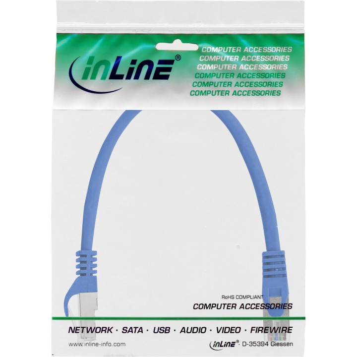 72522B - Câble patch InLine®, SF/UTP, Cat.5e, bleu, 0,25 m