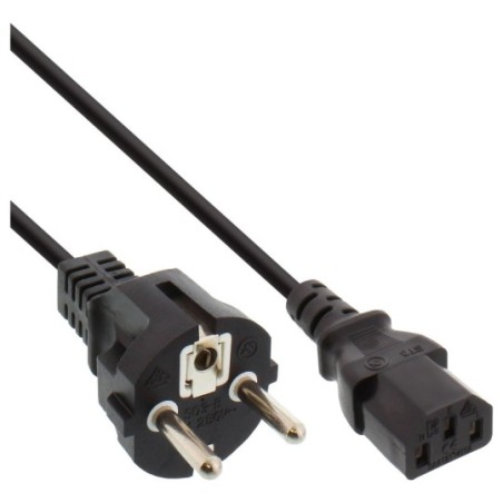 Câble réseau, InLine®, Schutzkontakt en ligne droite sur prise dispositifs froids, 5m, noir