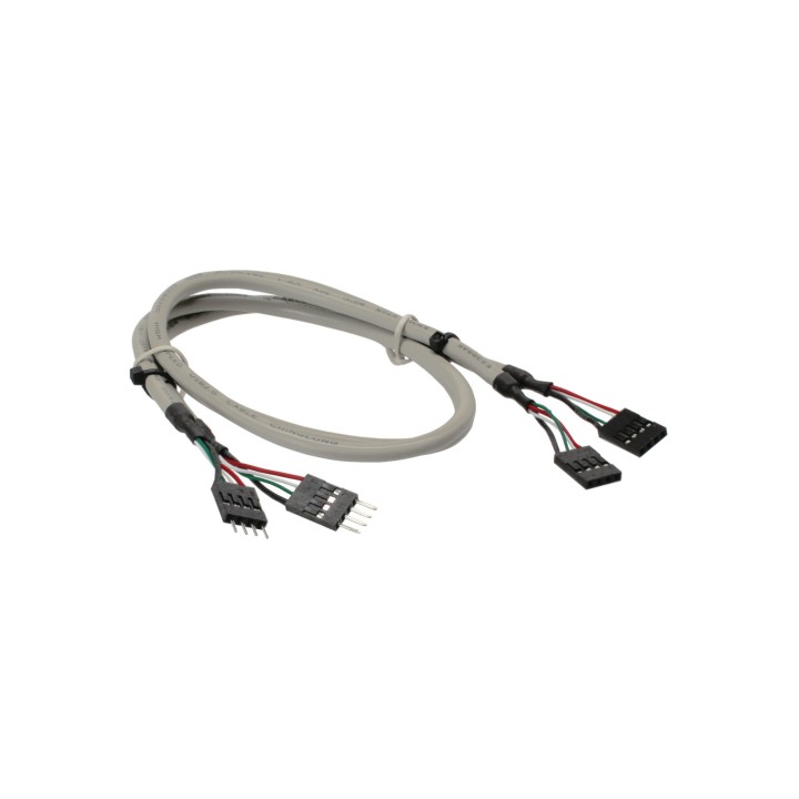 33440C - Prise InLine® USB 2.0, interne, 2x fiche / prise de poste à 4 broches, 0,60 m