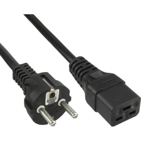 Câble réseau 16A, InLine®, Schutzkontakt en ligne droite sur prise dispositifs froids IEC320/C19, 1m
