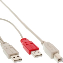 34510X - Câble de connexion InLine® USB 2.0 Y, 2x fiche A vers fiche B, 1,0 m