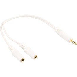 InLine? Klinken Y-Kabel, 3,5mm ST an 2x 3,5mm BU, Stereo, wei?/vergoldet, 0,1m
