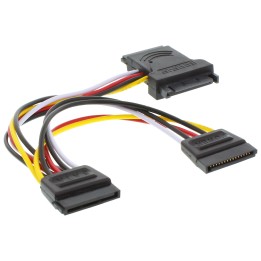 29681 - Câble adaptateur secteur InLine® SATA, fiche / prise SATA, vers 2x fiches SATA, 0,15 m