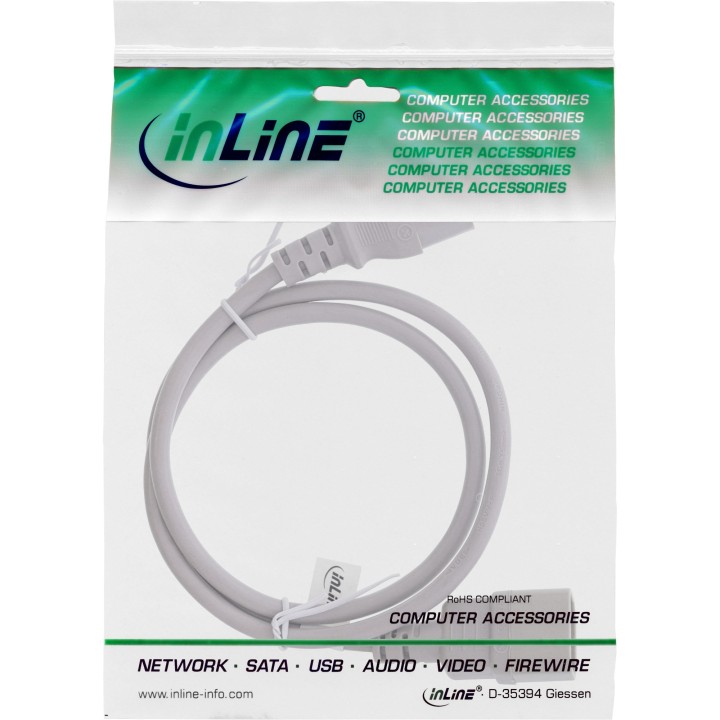 InLine? Kaltger?teverl?ngerung, C13 auf C14, grau, 1,8m