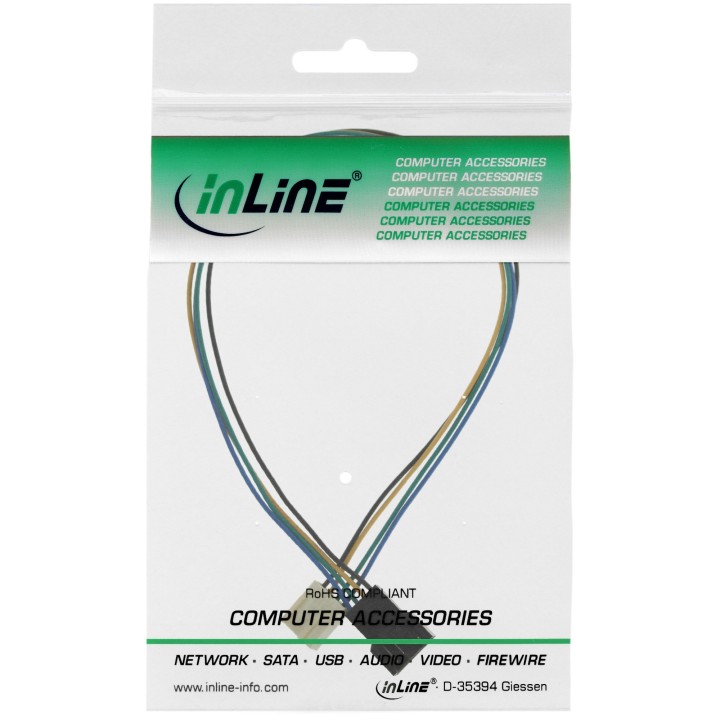 33328A - Rallonge de câble de ventilateur InLine® PWM, fiche / prise Molex 4 broches, 0,30 m