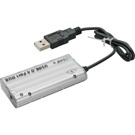 Mini USB 2.0 4-Port concentrateur, argent, InLine®, incl.. bloc d'alimentation à prise