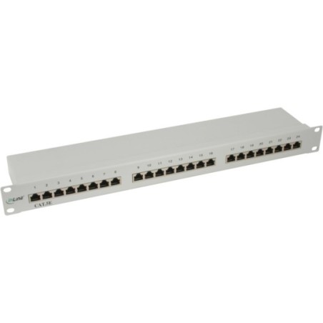 Panneau à connexions InLine®, Cat.5e 24 x, 19", 1HE, gris clair, RAL7035