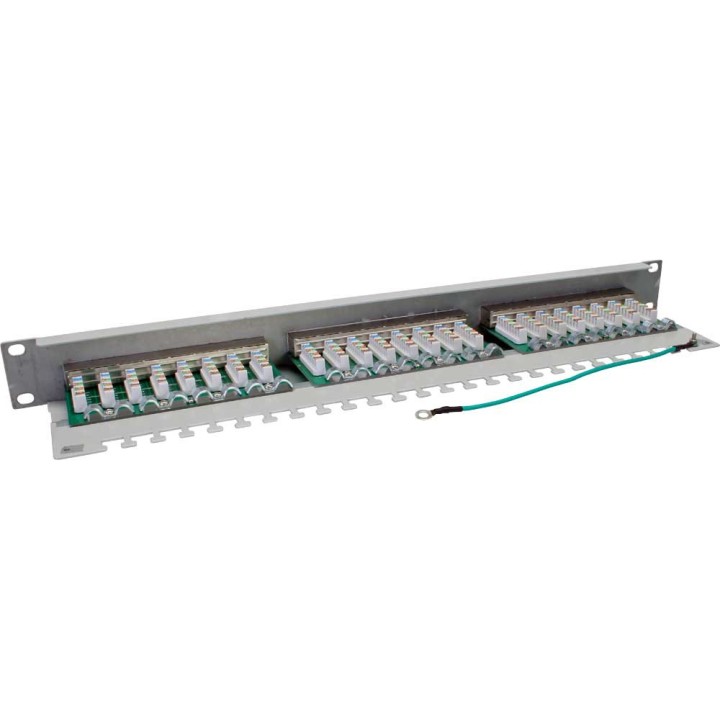Panneau à connexions InLine®, Cat.5e 24 x, 19", 1HE, gris clair, RAL7035