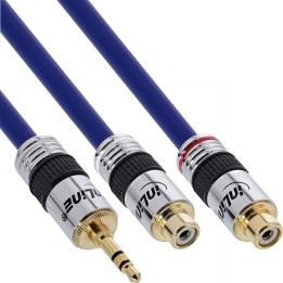 InLine? Cinch/Klinke Kabel, PREMIUM, 2x Cinch Buchse an 3,5mm Klinke St., 0,25m