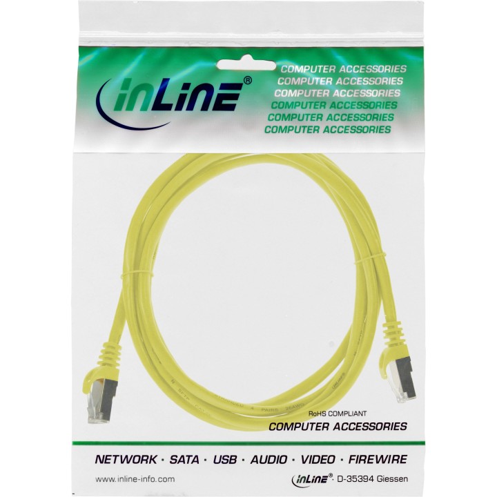 72514Y - Câble patch InLine®, SF/UTP, Cat.5e, jaune, 1,5 m