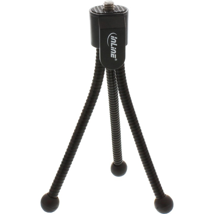 48006 - Mini trépied InLine® pour appareils photo numériques, hauteur 12,5 cm, noir