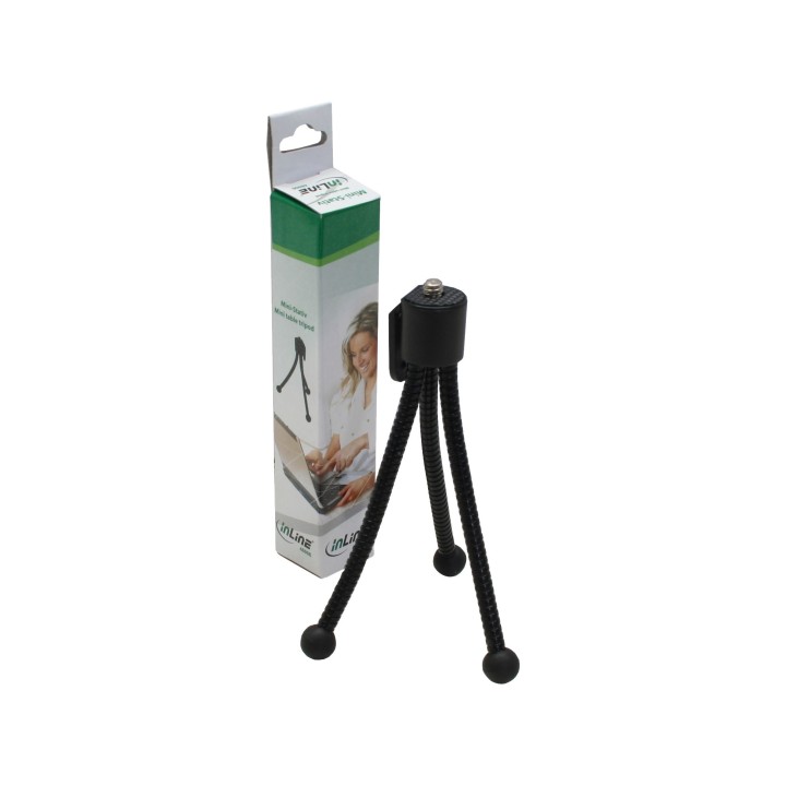 48006 - Mini trépied InLine® pour appareils photo numériques, hauteur 12,5 cm, noir