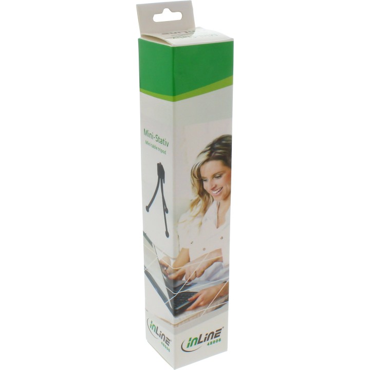 48006 - Mini trépied InLine® pour appareils photo numériques, hauteur 12,5 cm, noir