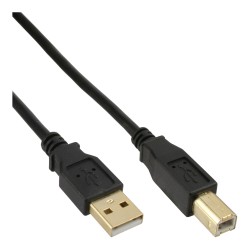 34550S - Câble InLine® USB 2.0, A vers B, noir, contacts dorés, 10 m