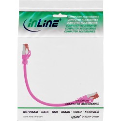76422M - Câble patch InLine®, S/FTP (PiMf), Cat.6, 250 MHz, PVC, cuivre, rose, 0,25 m