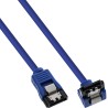 27703F - Câble de connexion InLine® SATA 6Gb/s rond, coudé, bleu, avec languette, 0,3 m