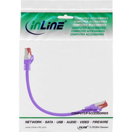 InLine? Patchkabel, S/FTP (PiMf), Cat.6, 250MHz, PVC, Kupfer, violett, 0,25m
