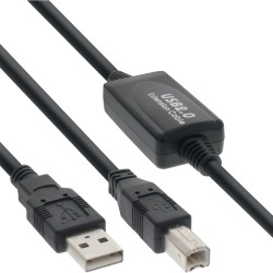 34511I - Câble InLine® USB 2.0, actif avec amplification du signal Répéteur, A vers B, 10m